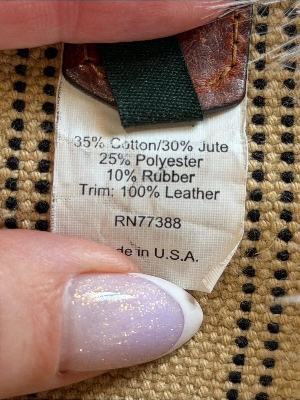 J. Crew Tan Canvas Belt with Brown Leather Accents and Brass Clip